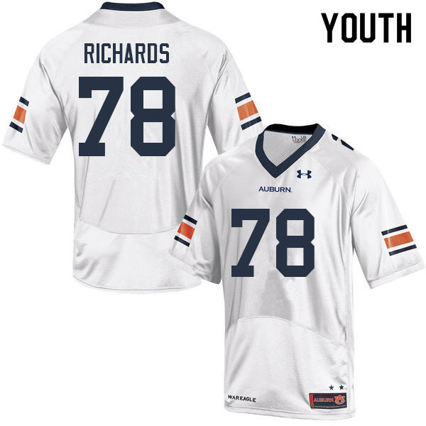 Auburn Tigers Youth Evan Richards #78 White Under Armour Stitched College 2022 NCAA Authentic Football Jersey QUC8574QB